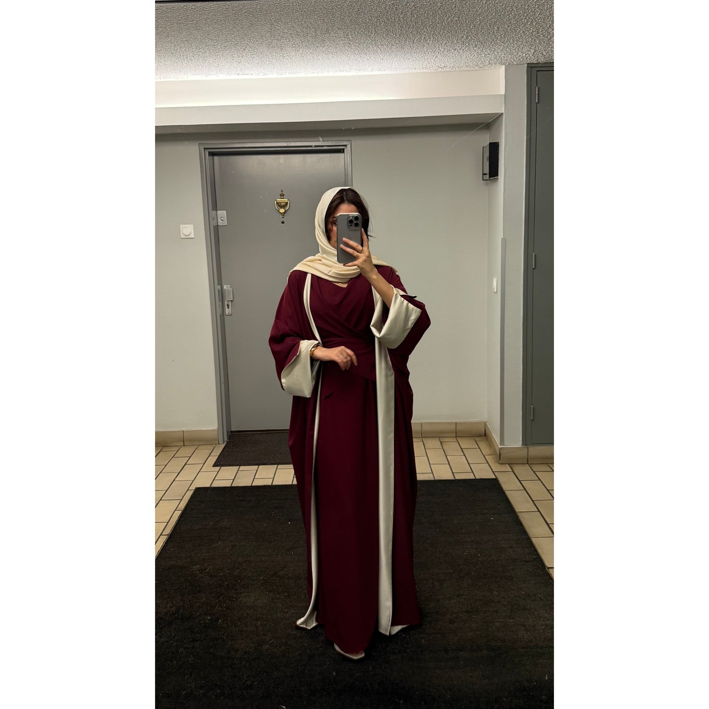 Robe longue croisée & kimono réversible avec voile