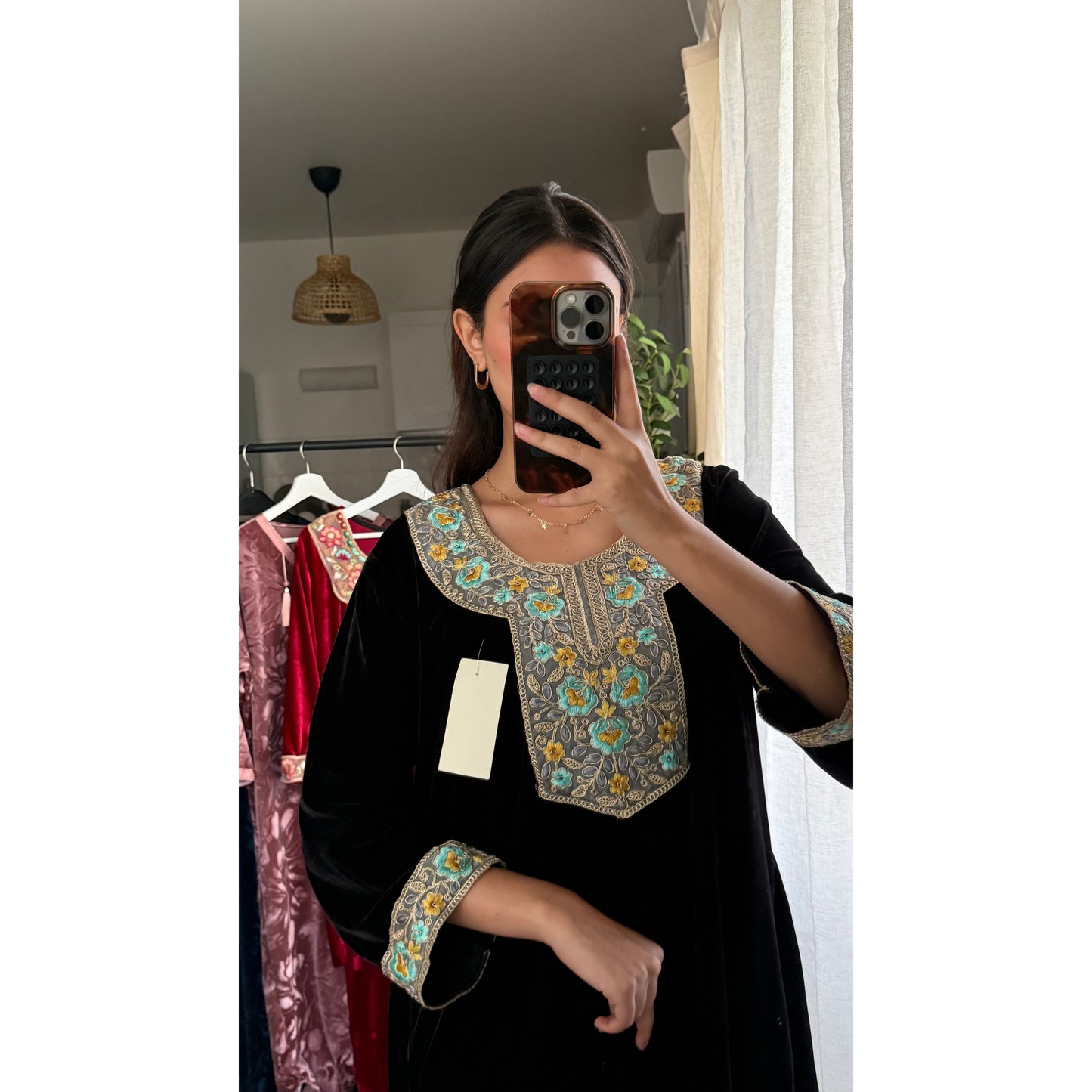 Robe longue d’intérieur en velours