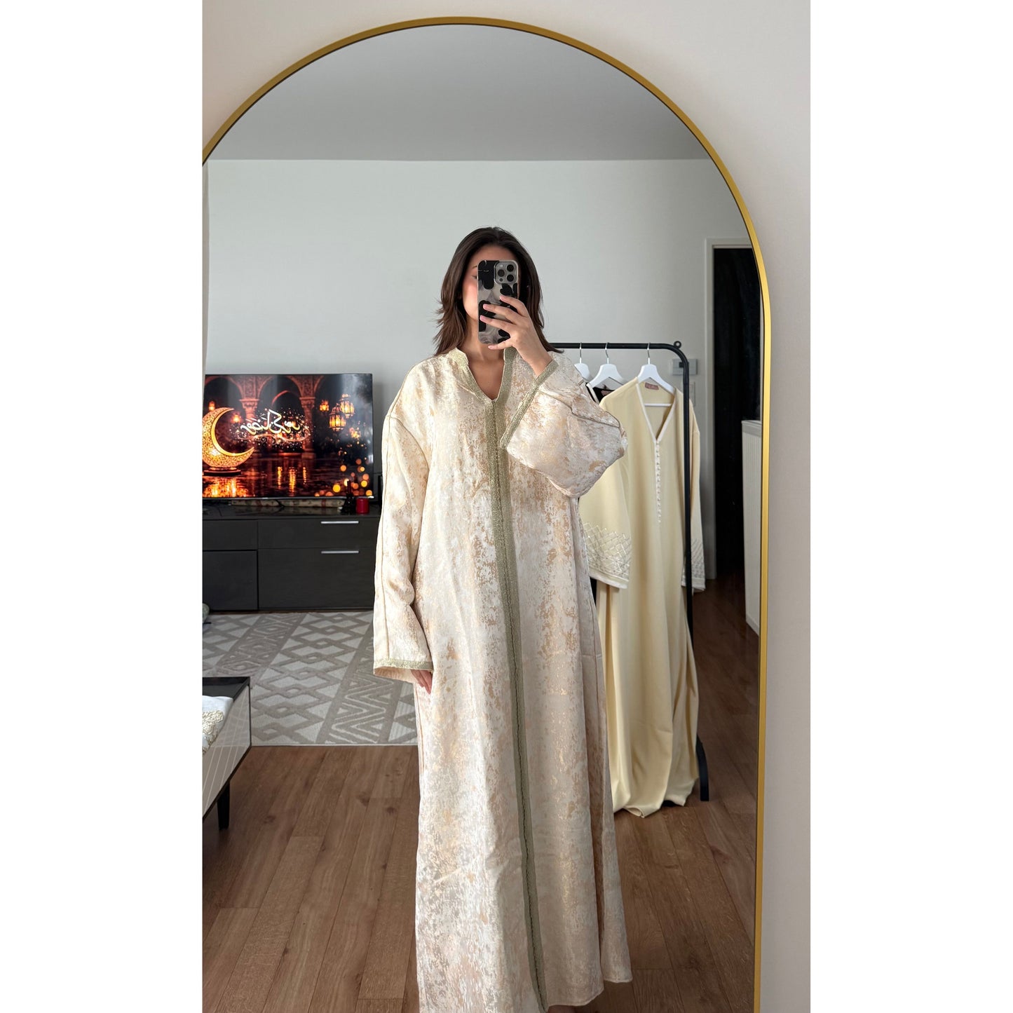 ROBE CAFTAN BROCARD BEIGE
