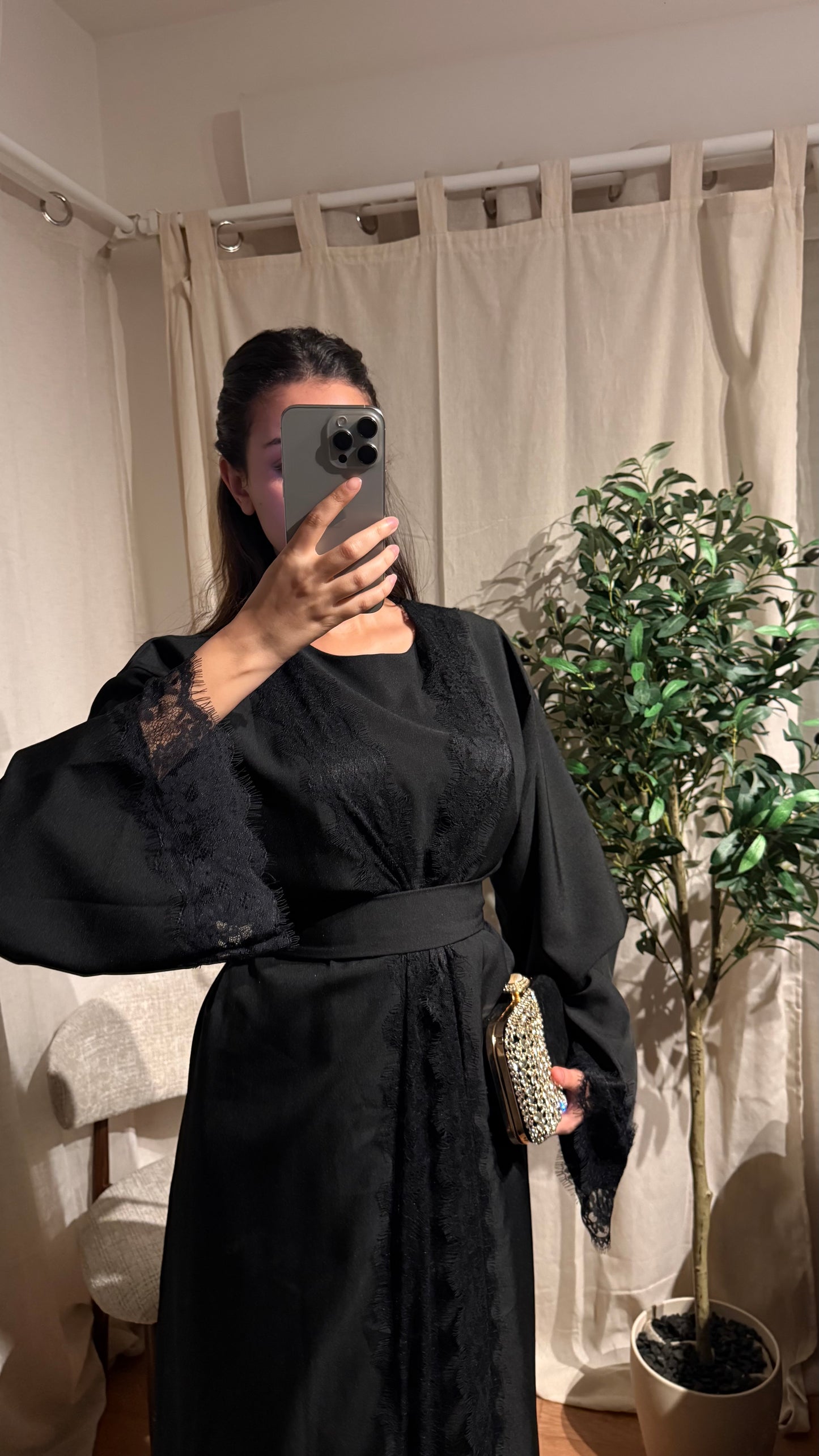 Ensemble Abaya Mesrara en marron foncé