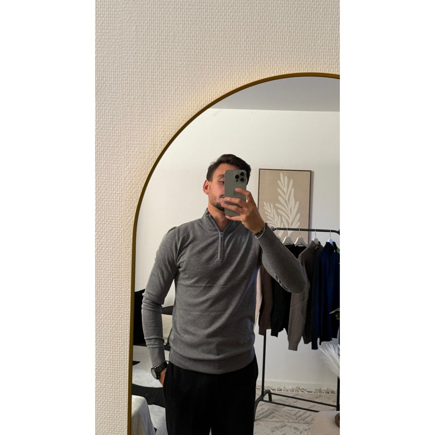 Pull Col Zippé Gris Homme – Manche Longue Chaud & Stylé