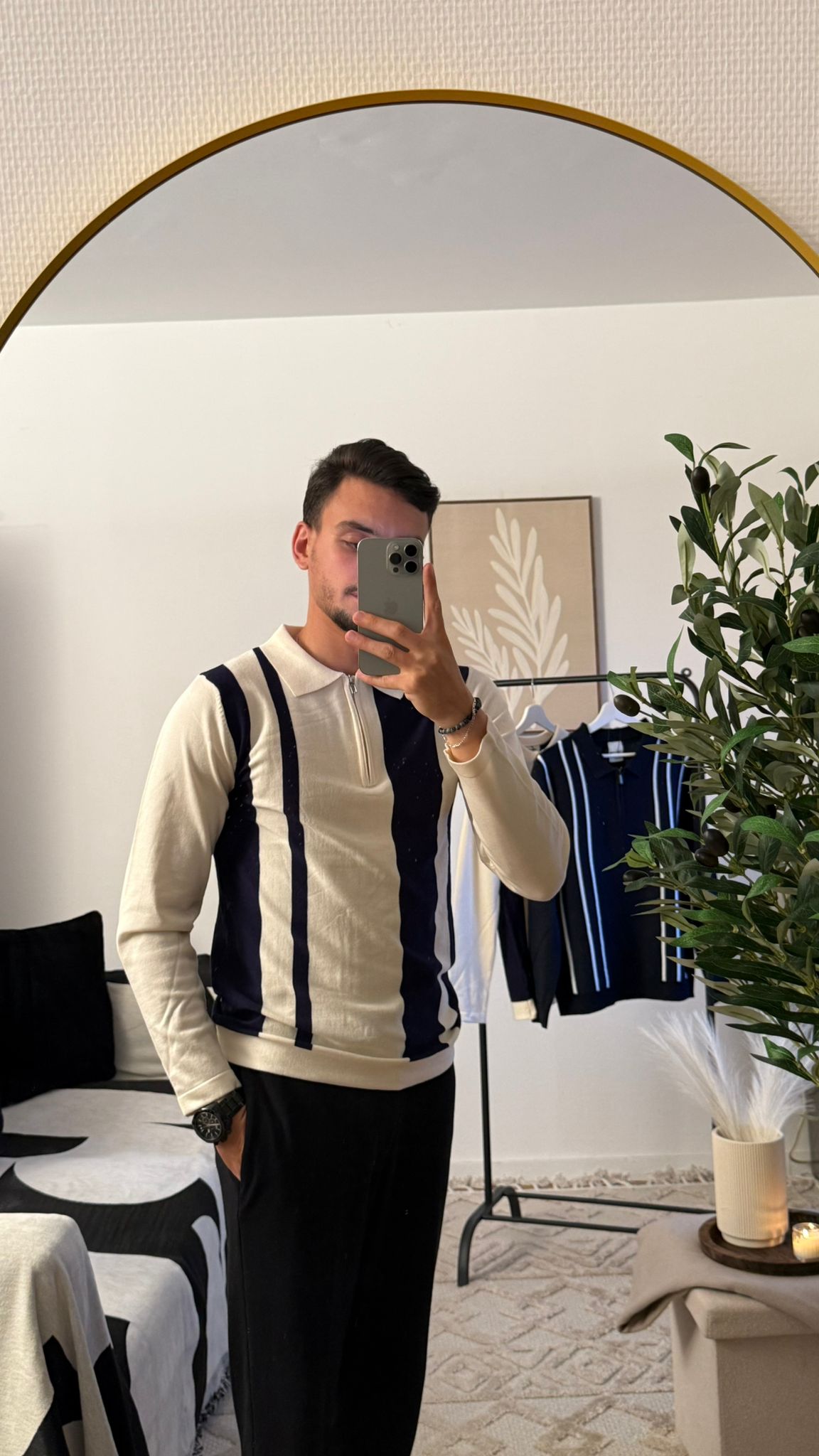 Polo Homme – Élégance Vintage à Rayures Verticales
