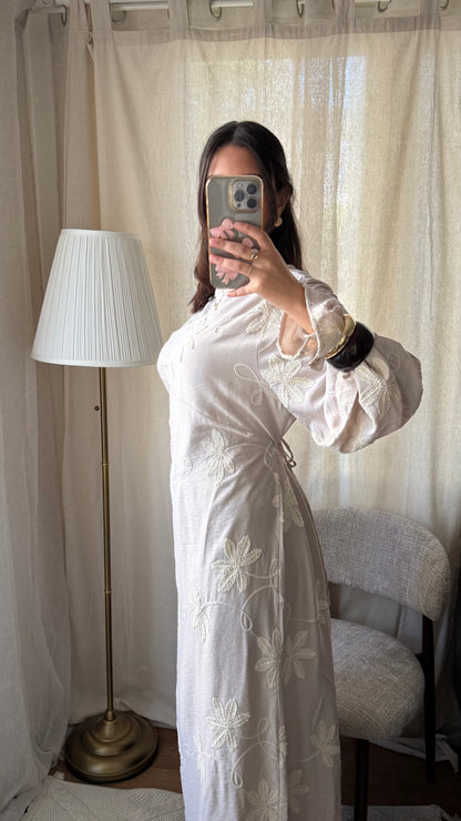 Robe Flora brodée / beige