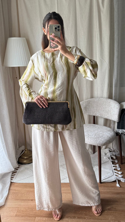 Ensemble pantalon effet lin a nouer dans le dos OLIVE