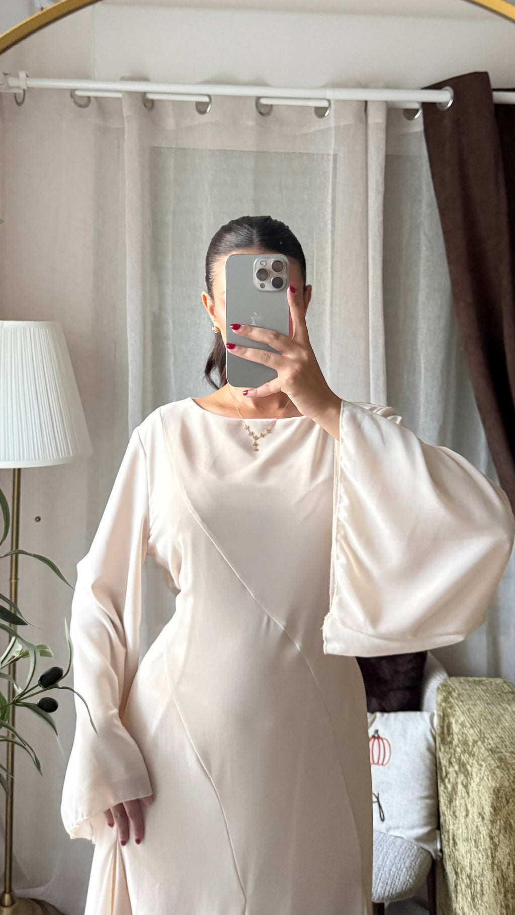 Robe Longue Fluide Manches Évasées – Écru