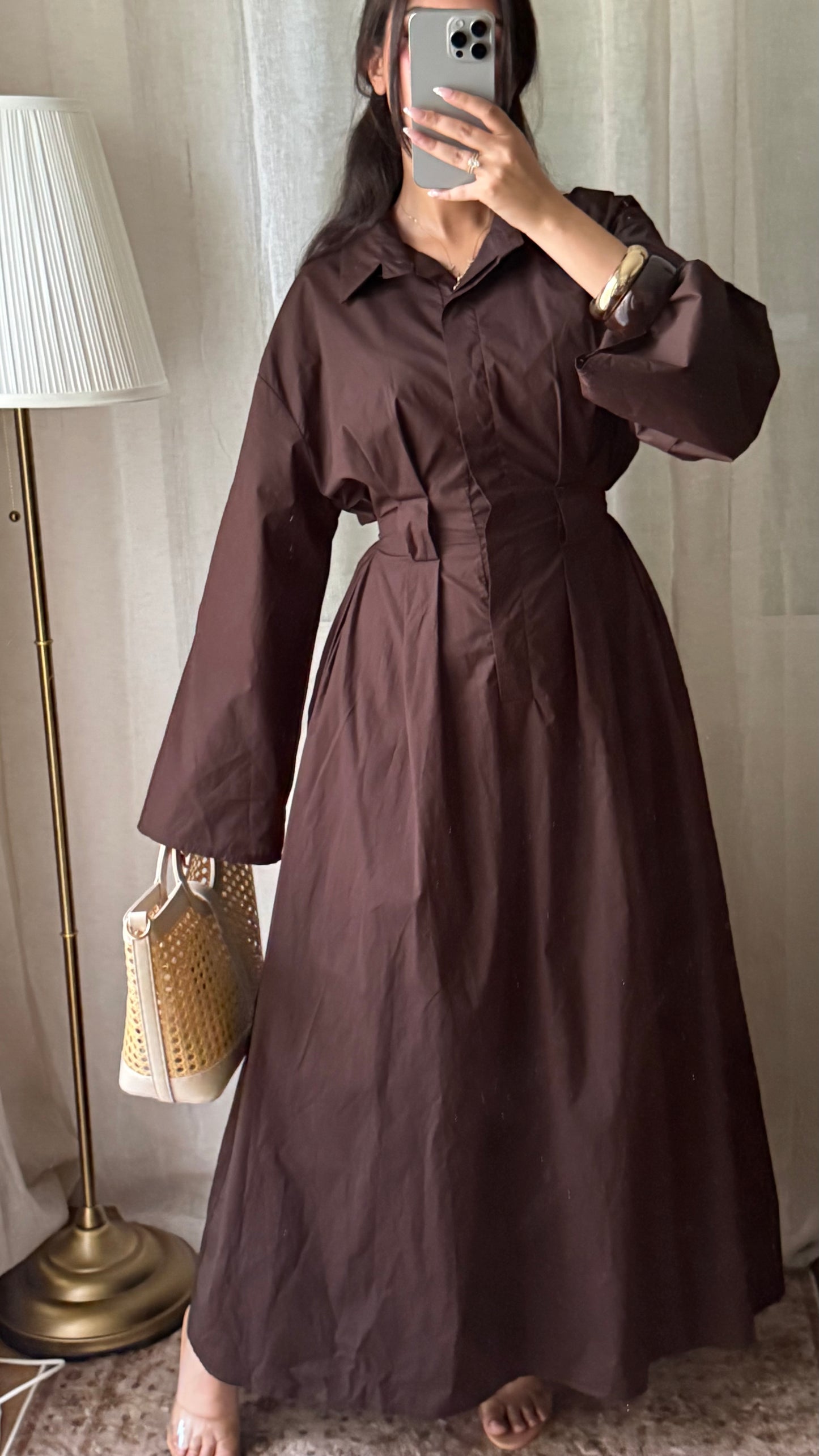 Robe chemise CLASSY 100% coton I Marron
