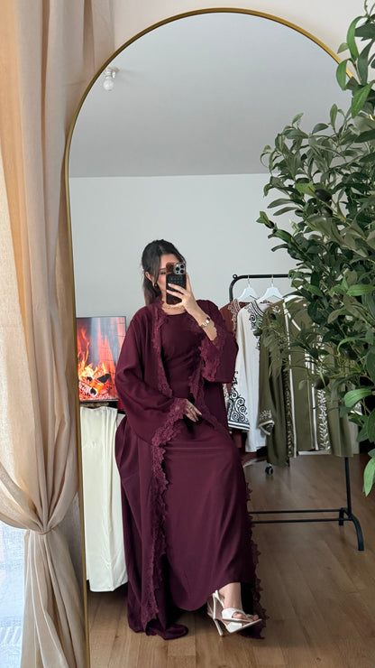 Ensemble abaya & kimono dentelle