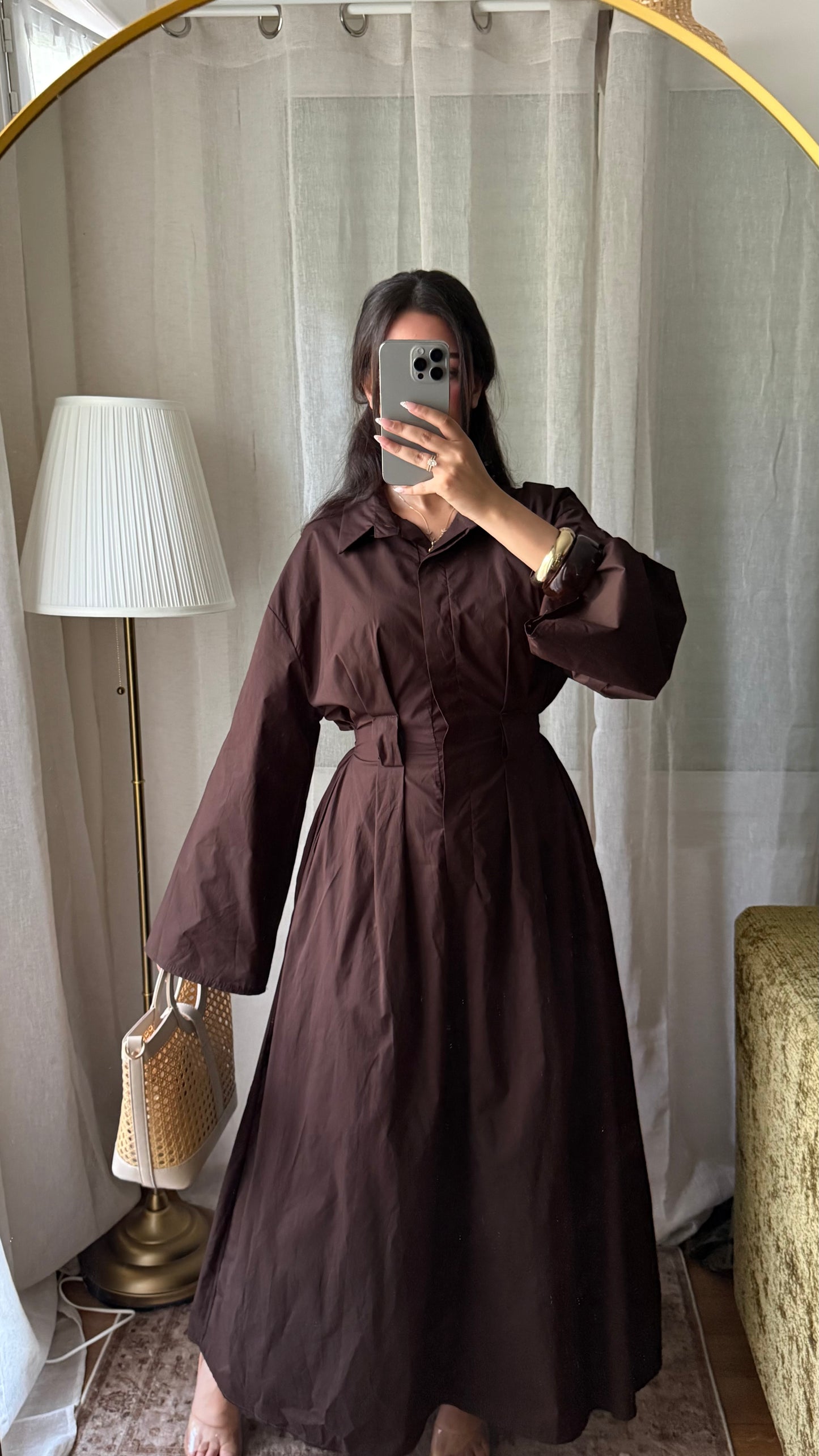 Robe chemise CLASSY 100% coton I Marron