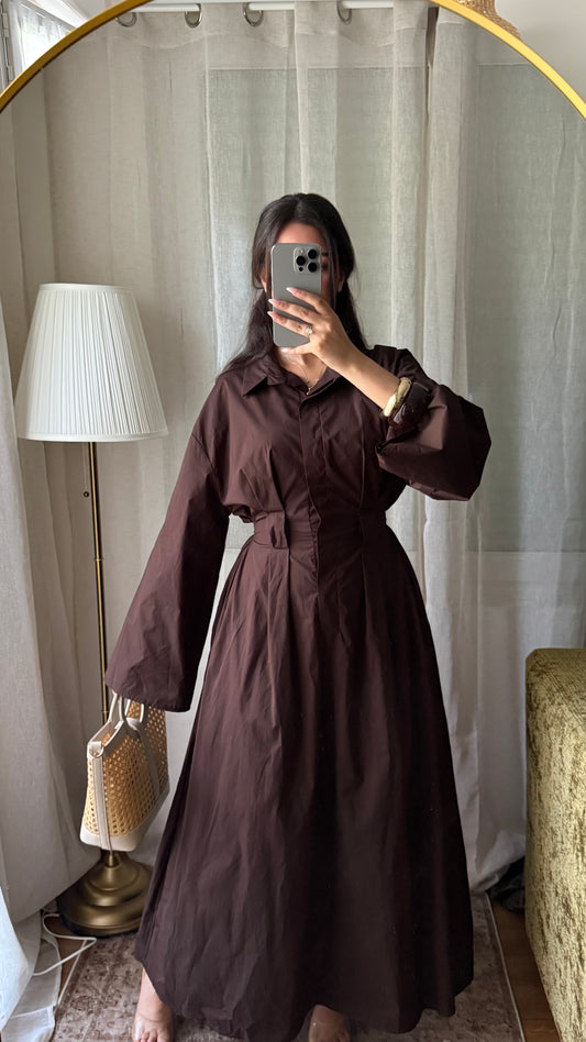 Robe chemise CLASSY 100% coton I Marron