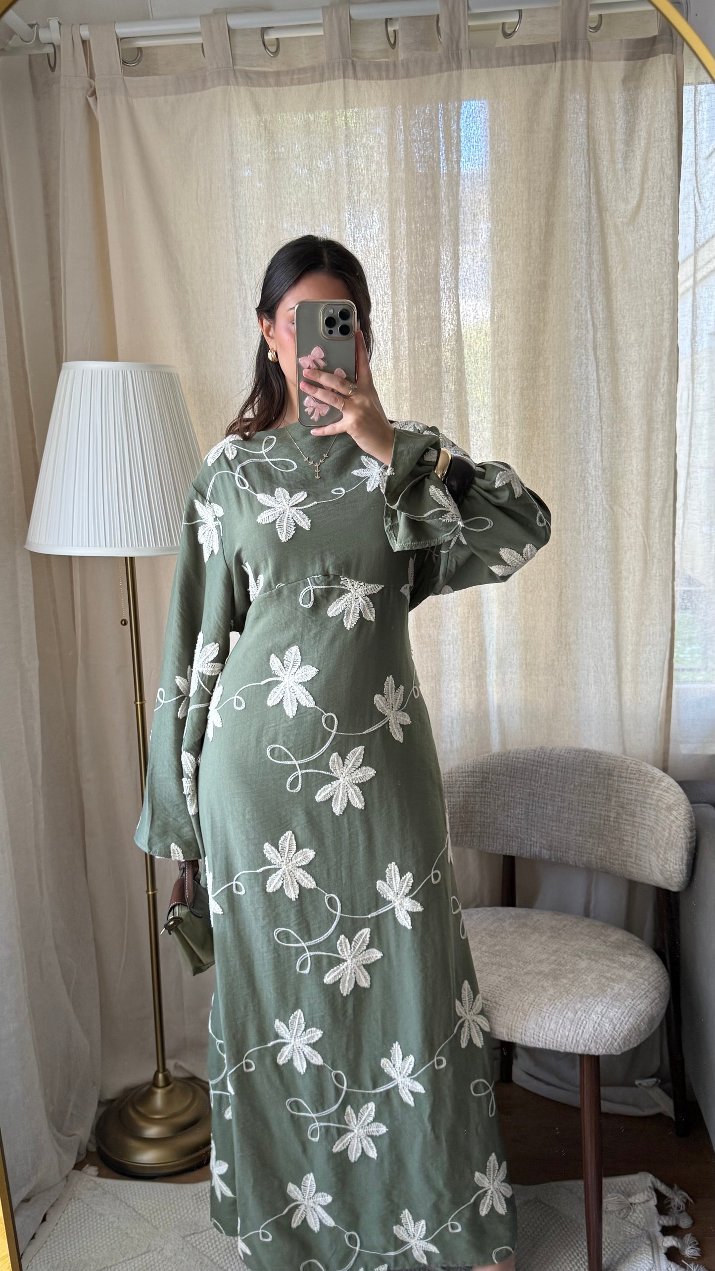 Robe Flora brodée / kaki