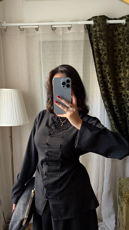 Ensemble Yasmine noir – Tunique cintrée & jupe longue