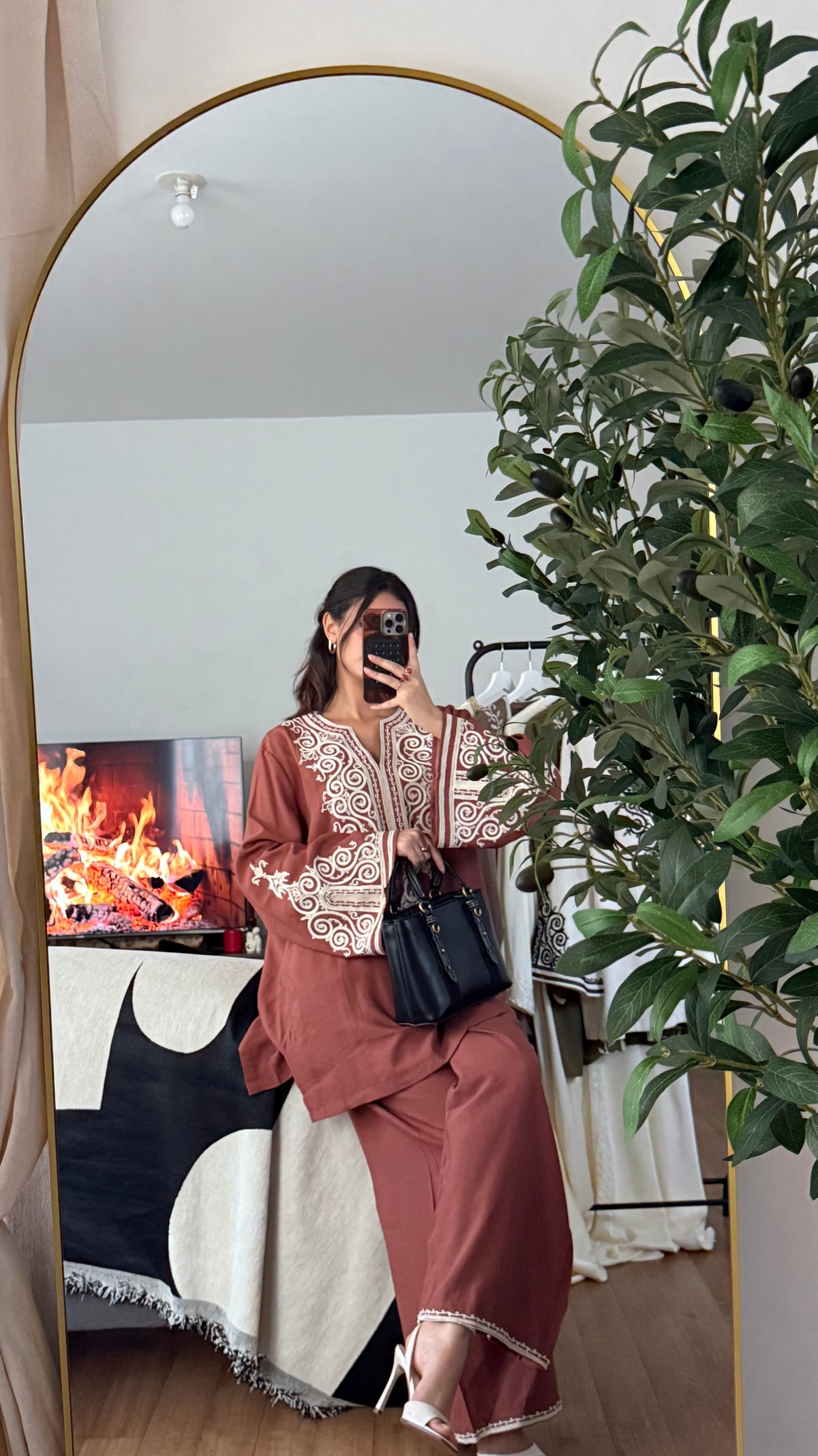 Ensemble Jabador Zahra Brodé Deux Pièces – Tunique Ample & Pantalon Fluide