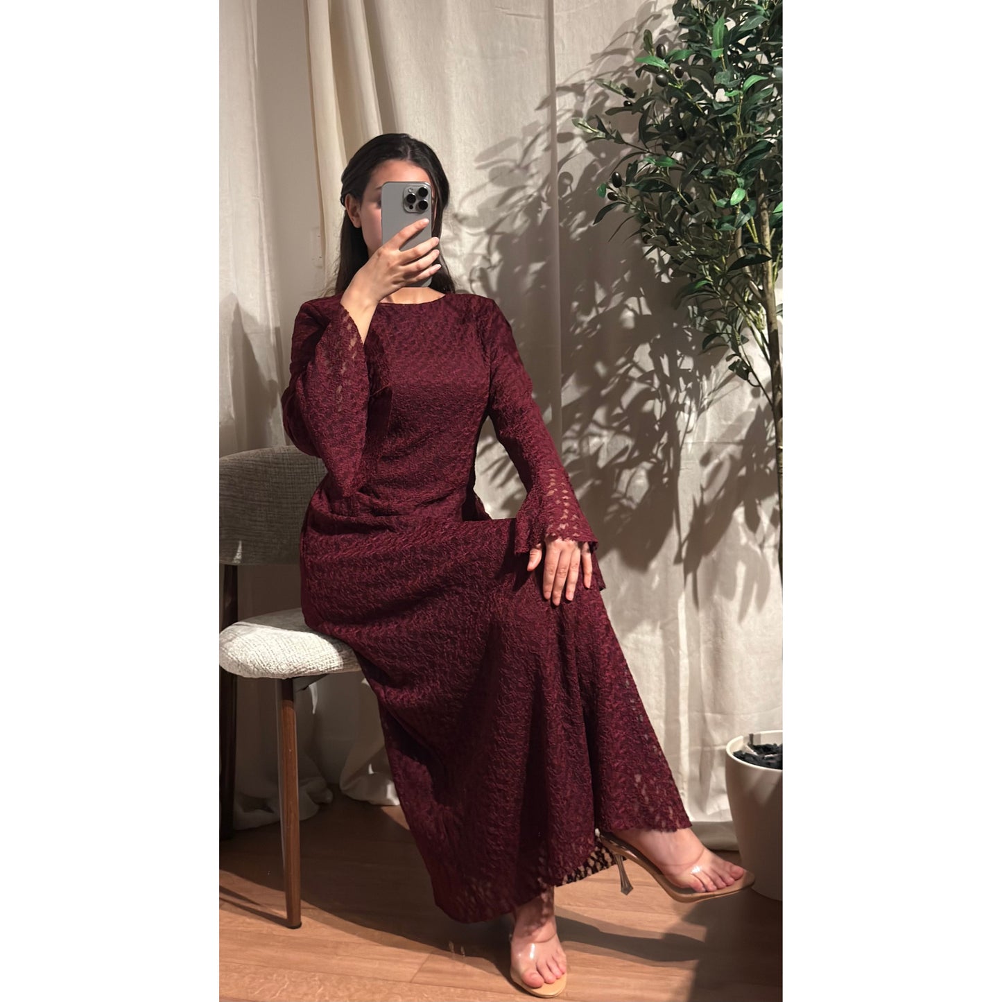 Robe Dentelle Bordeaux