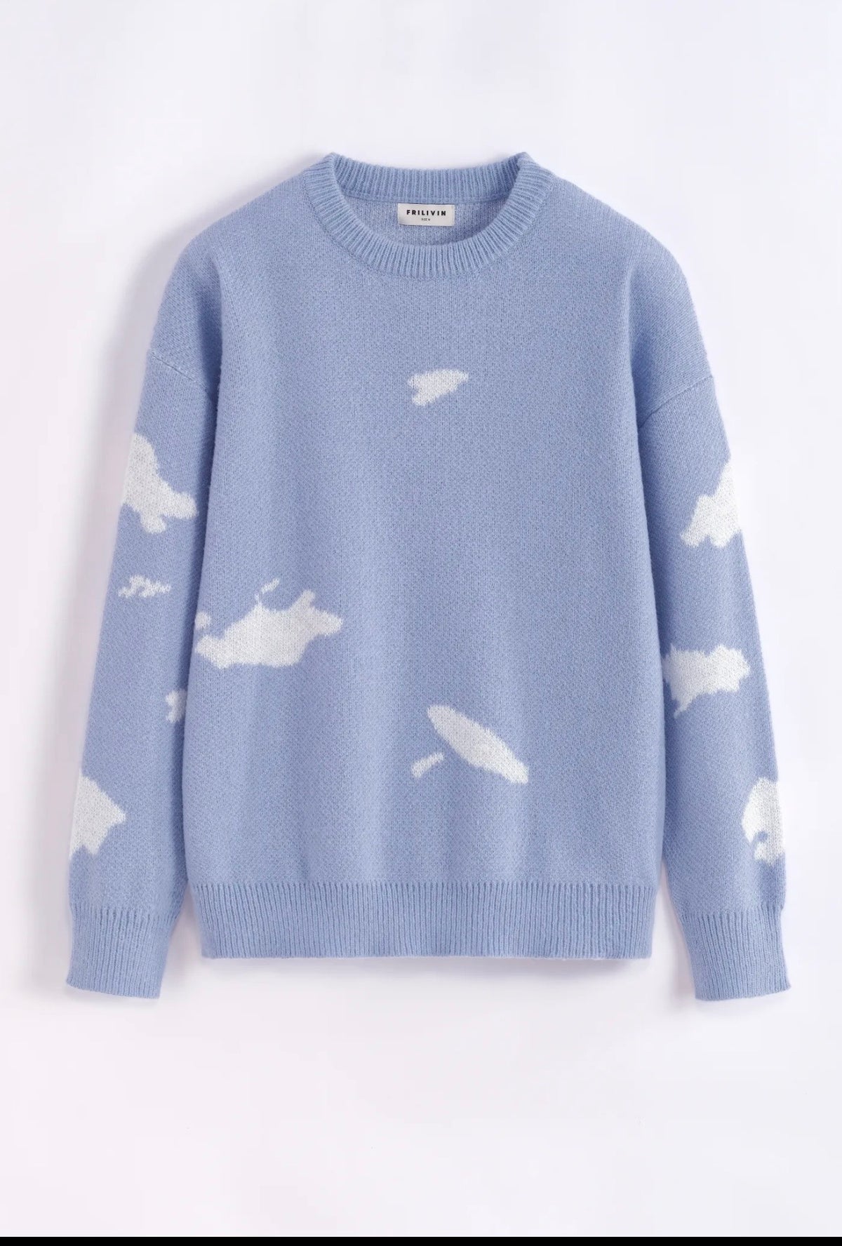Pull Col Rond Oversize Homme – Beige & Bleu Ciel | Confortable & Tendance