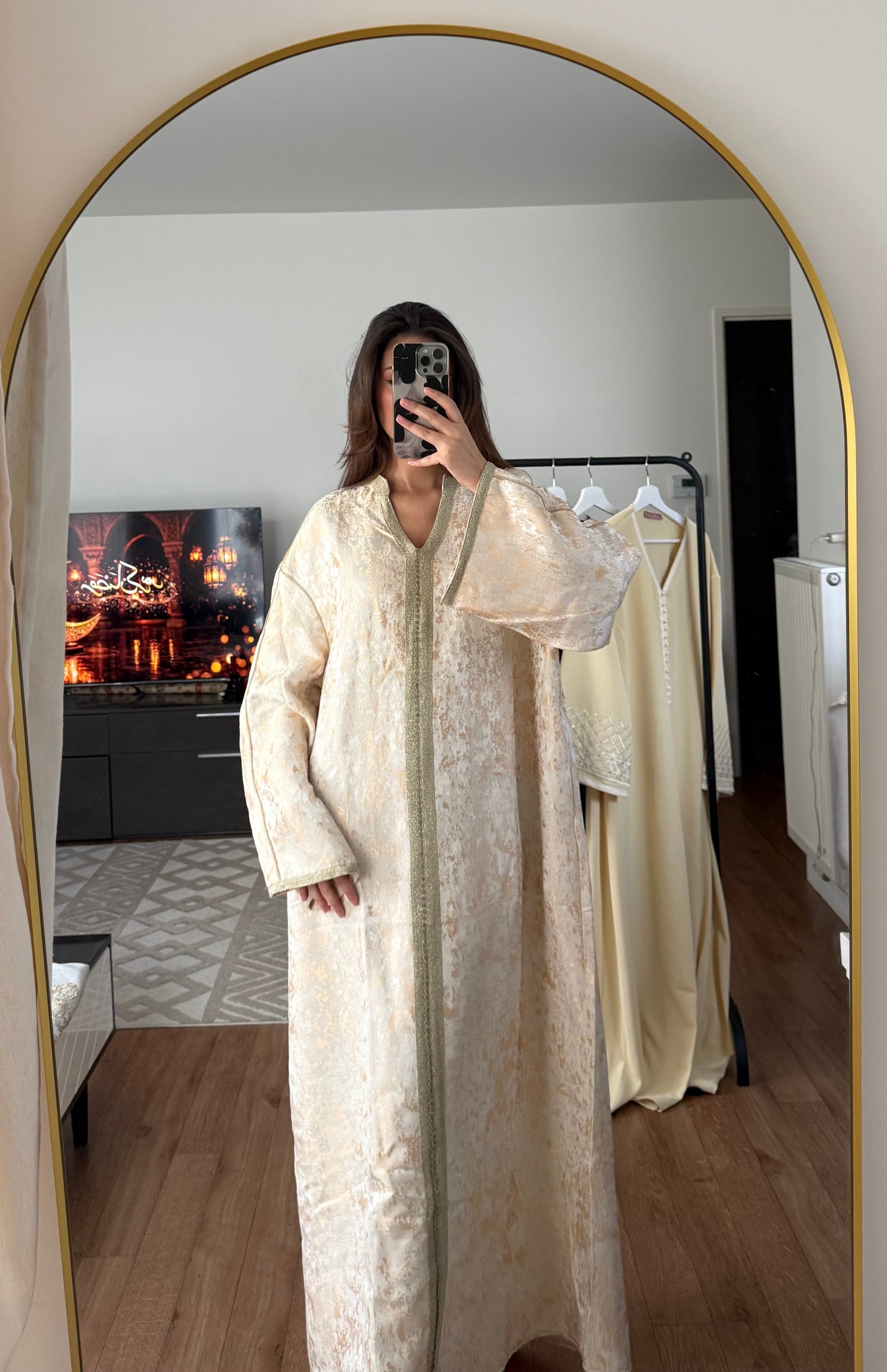 ROBE CAFTAN BROCARD BEIGE
