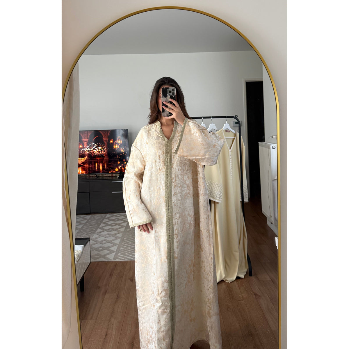 ROBE CAFTAN BROCARD BEIGE