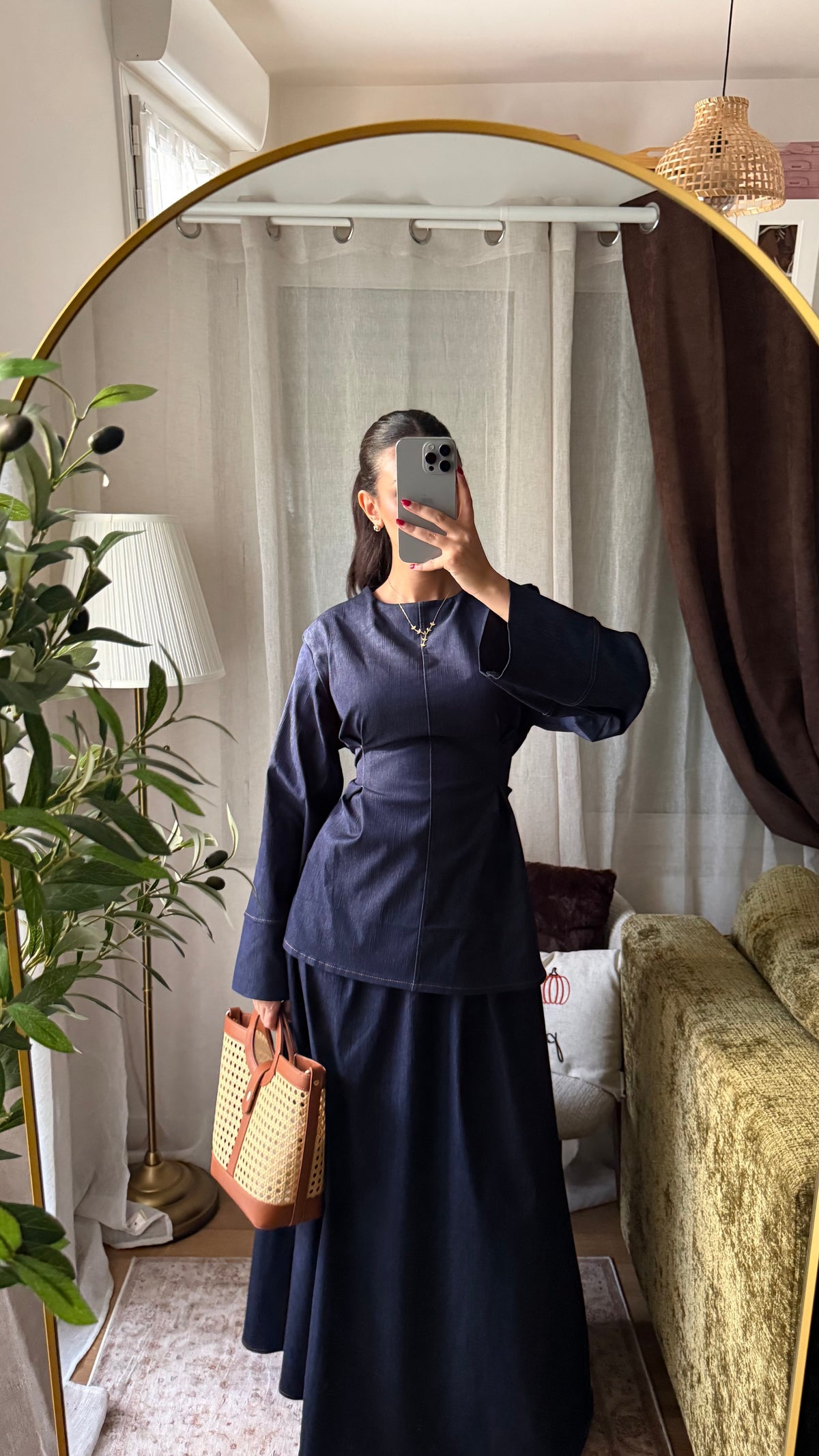 Ensemble en Jean Haut Long & Jupe Longue – Bleu Brut