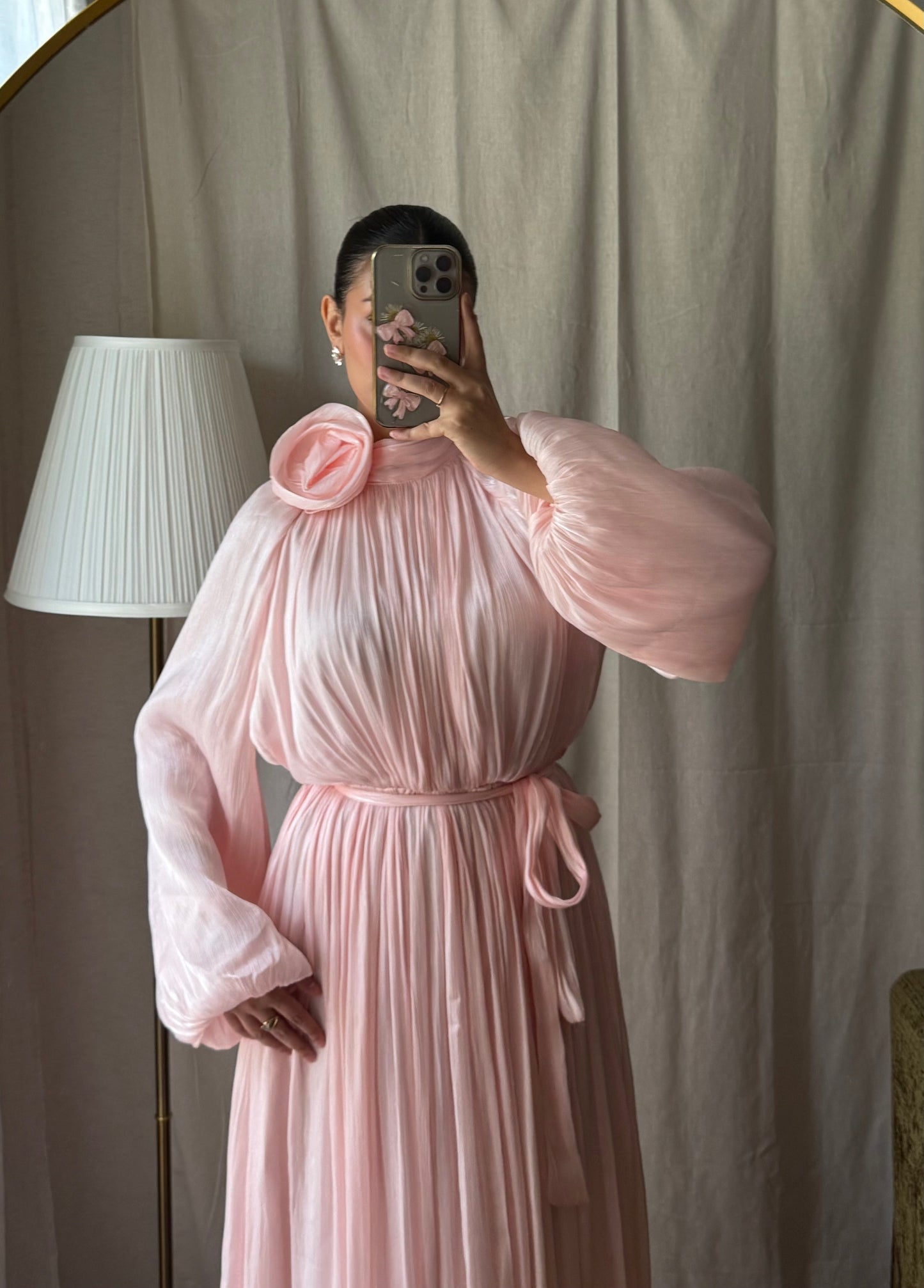 robe en oraganza évasée doublée Rose