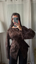 Blouse Velours Florale – Chocolat