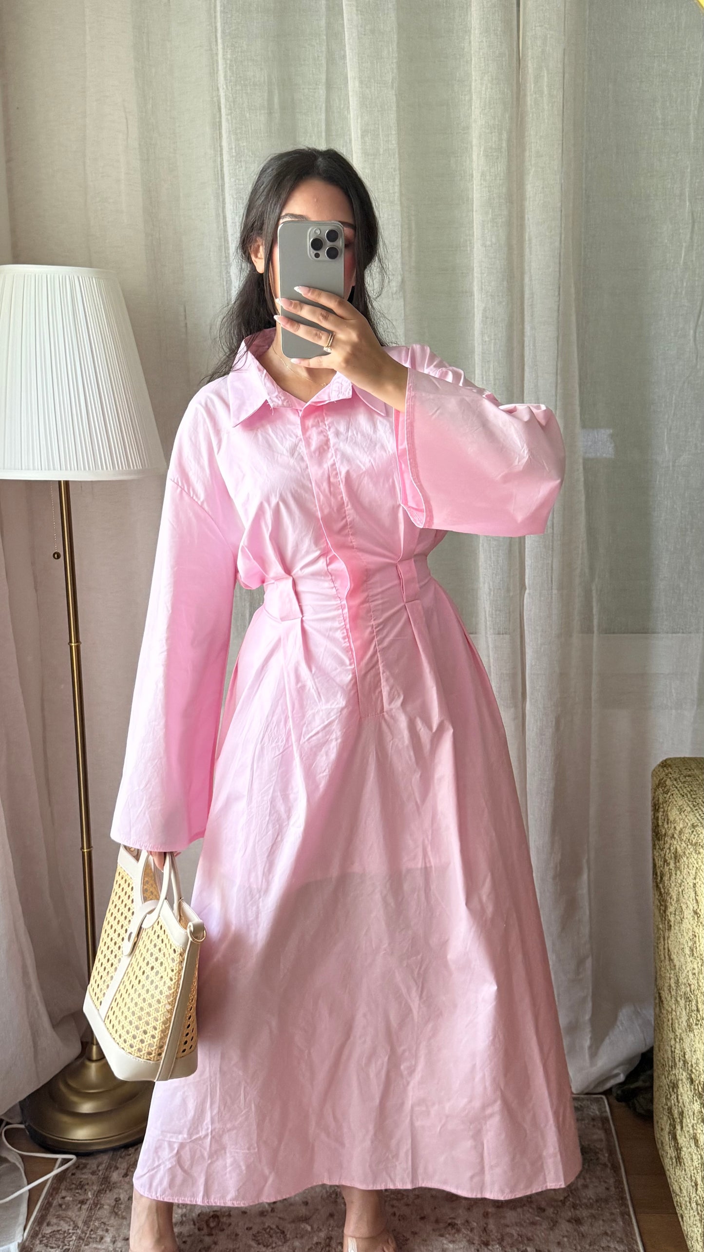 Robe chemise CLASSY 100% coton I Rose