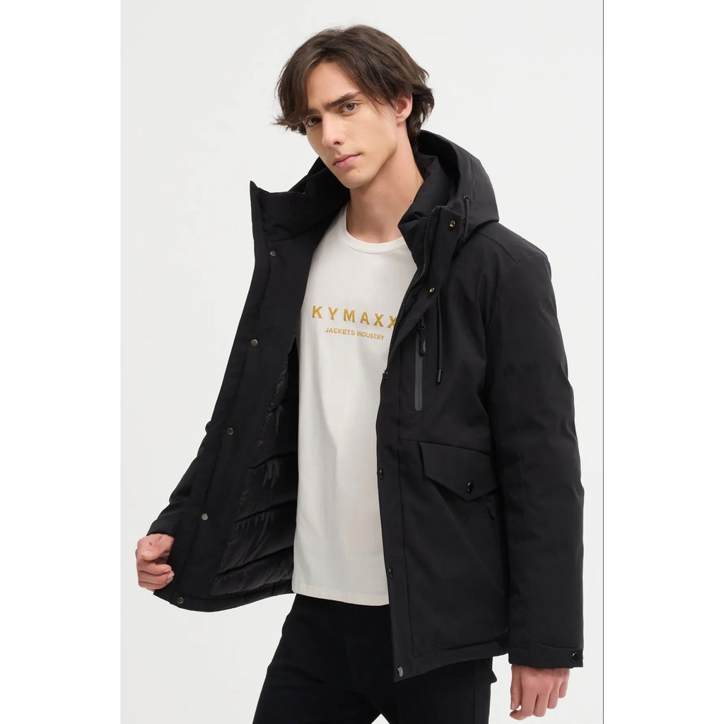Parka Homme Capuche Noire – Chaude & Confortable pour l'Hiver