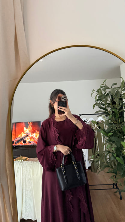Ensemble abaya & kimono dentelle