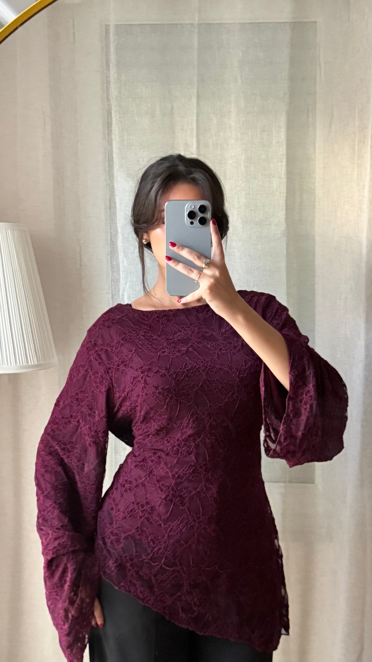 Blouse DENTELLA à nouer dans le dos / BURGUNDY