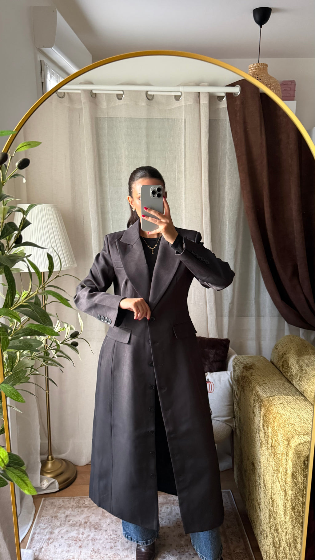 Manteau Long Tailleur Cintré – noir