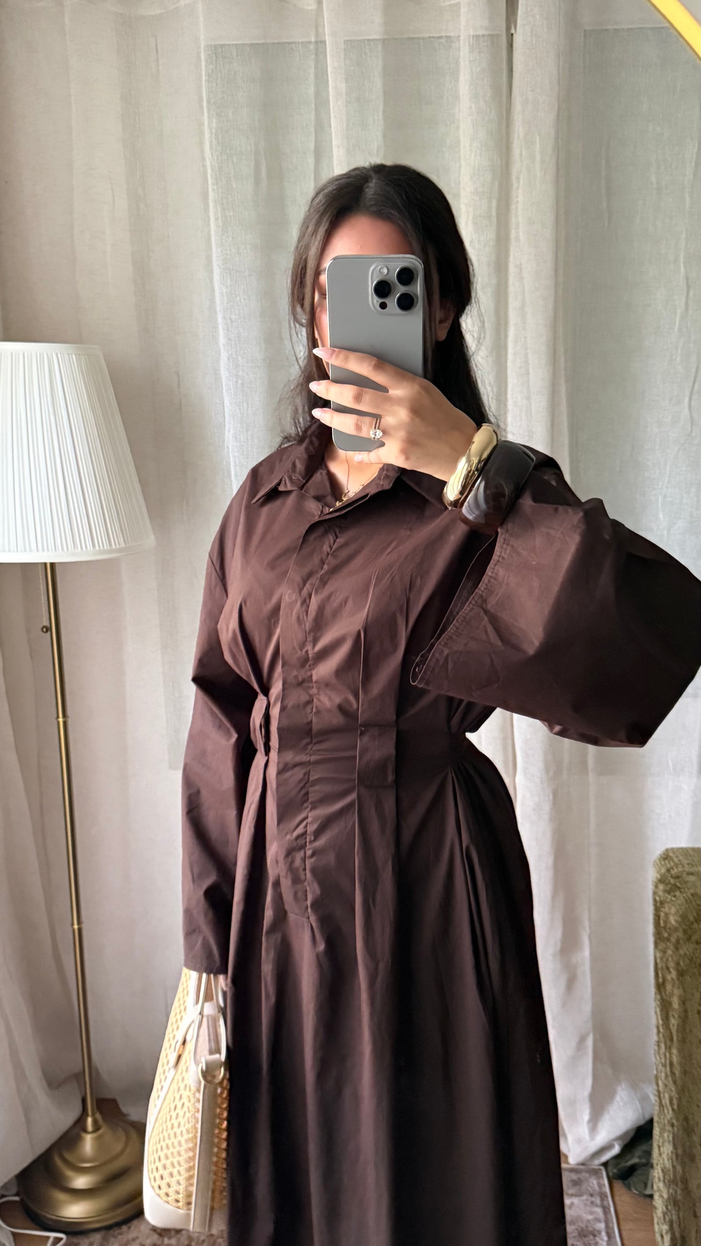 Robe chemise CLASSY 100% coton I Marron