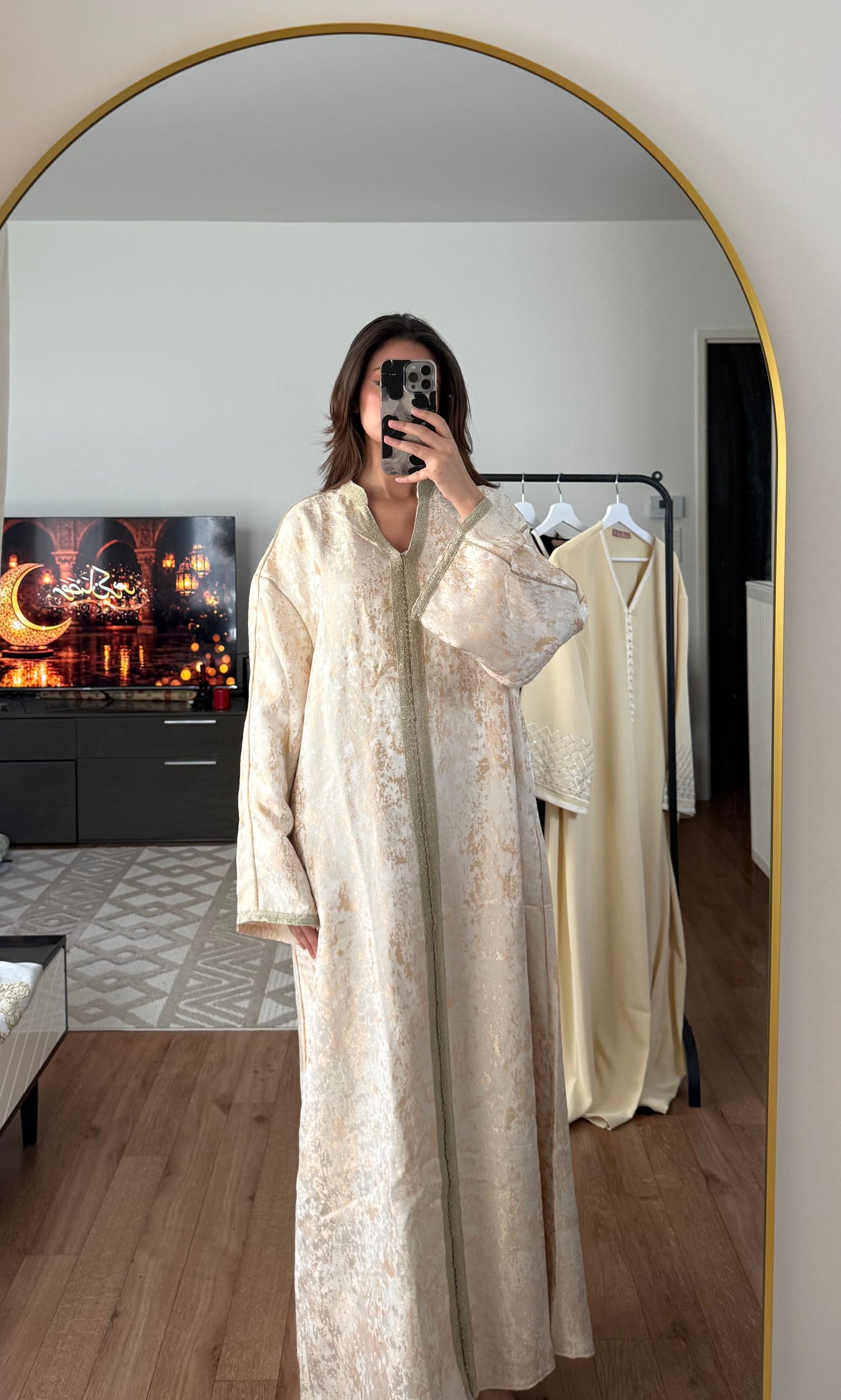 ROBE CAFTAN BROCARD BEIGE