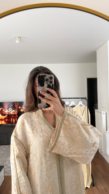 ROBE CAFTAN BROCARD BEIGE