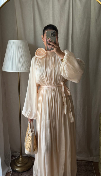 robe en oraganza évasée doublée champagne