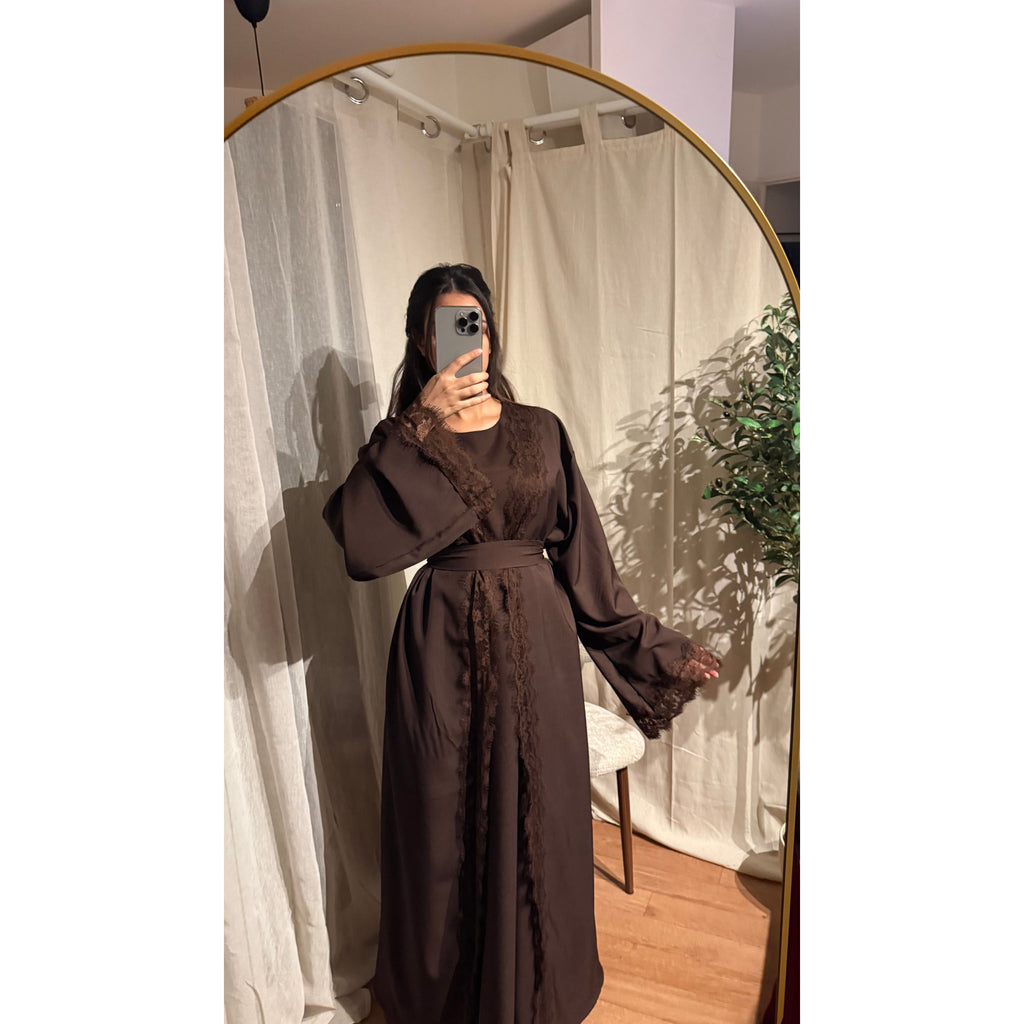 Ensemble Abaya Mesrara en marron