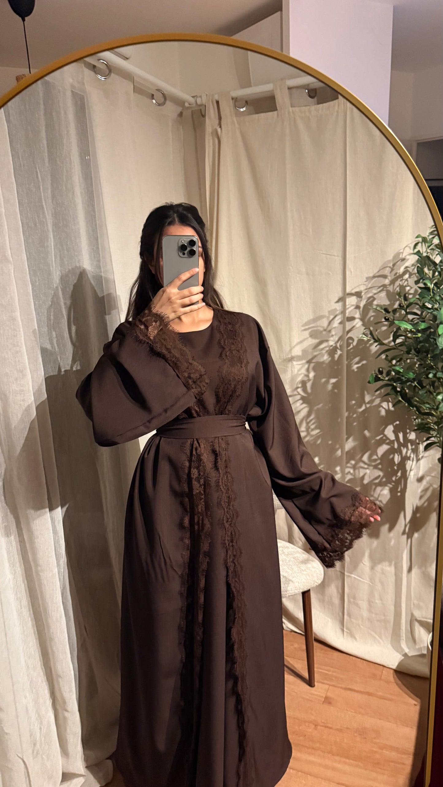 Ensemble Abaya Mesrara en marron