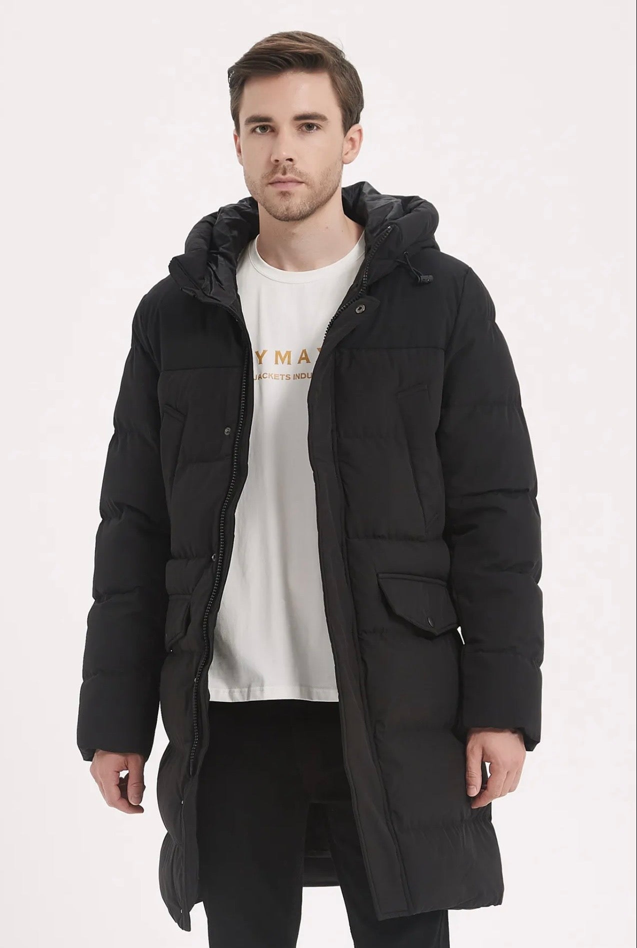 Doudoune longue noir à capuche