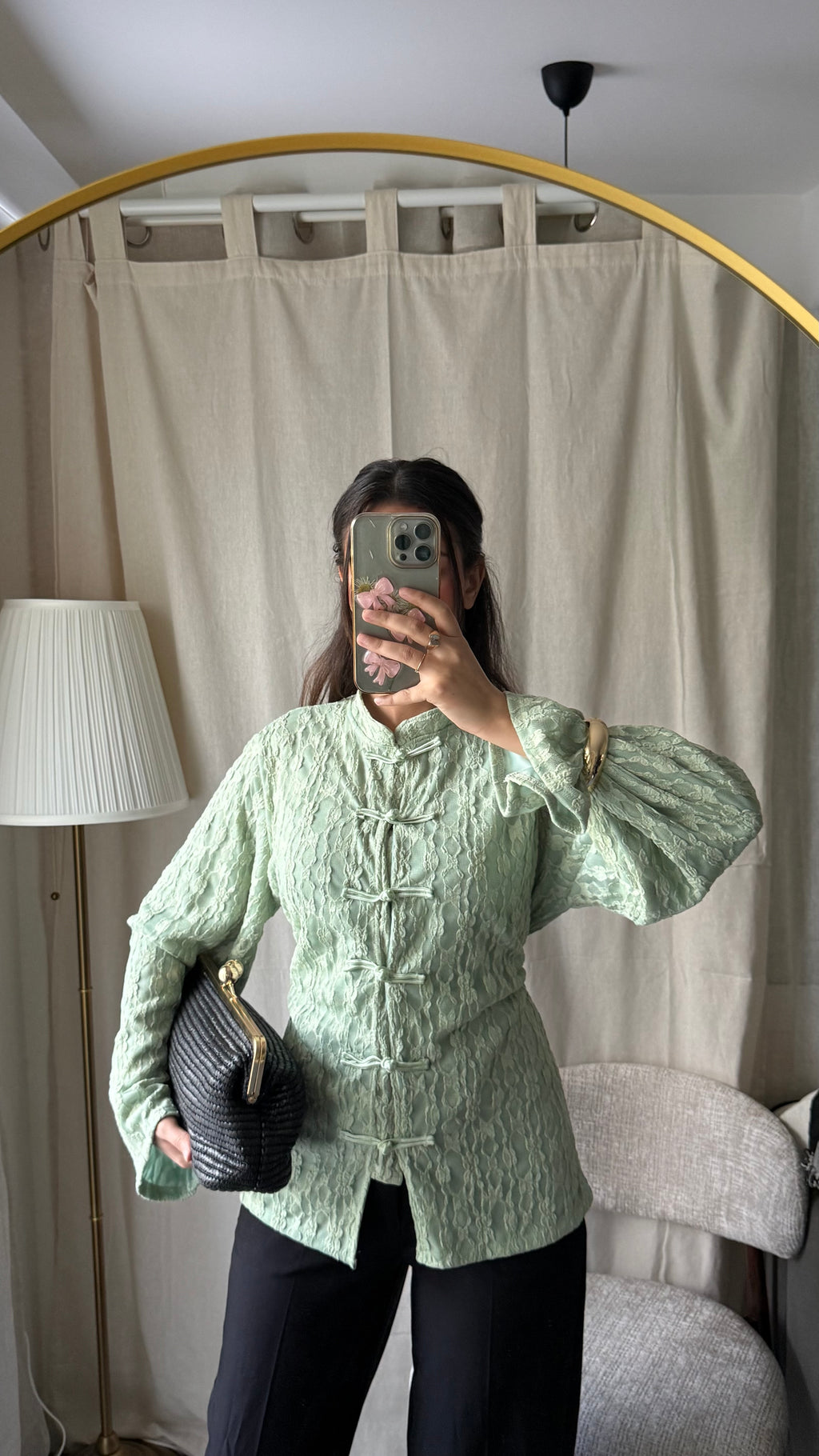 Blouse style mandarin | vert d’eau