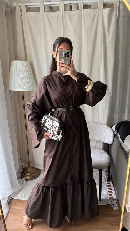 Robe Sélia 100% coton | Coffee