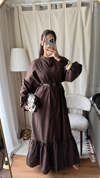 Robe Sélia 100% coton | Coffee