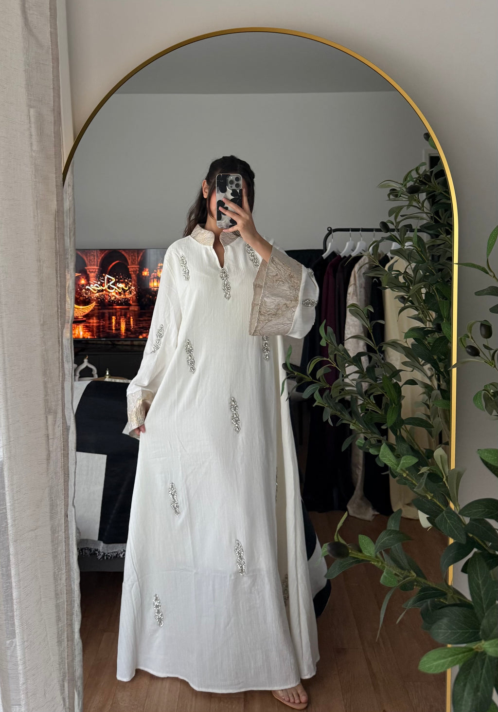Abaya Premium Cristaux & Brocard – Luxueuse pour Mariage & Cérémonie