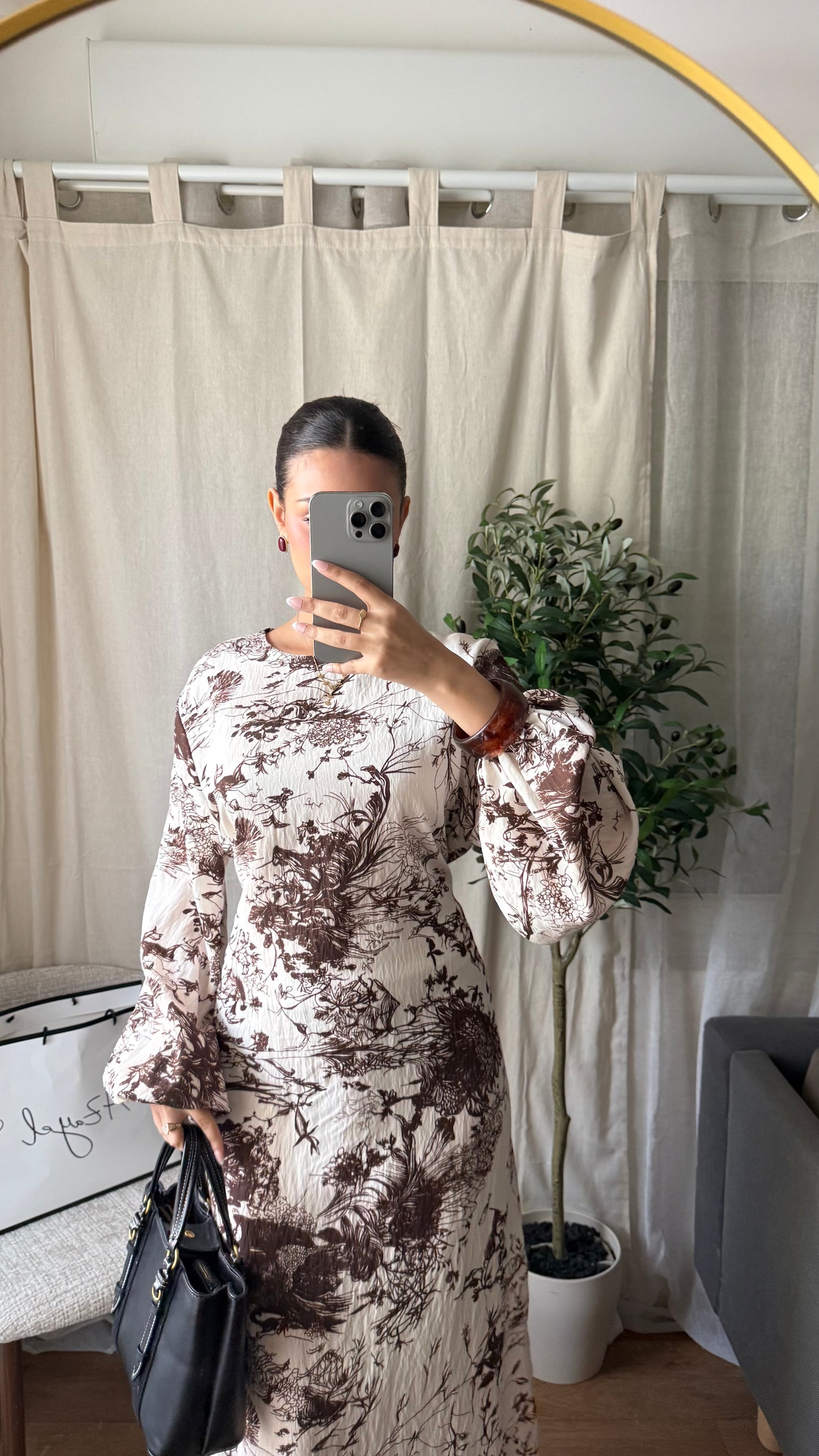 Robe longue Najwa vintage  / Beige-marron