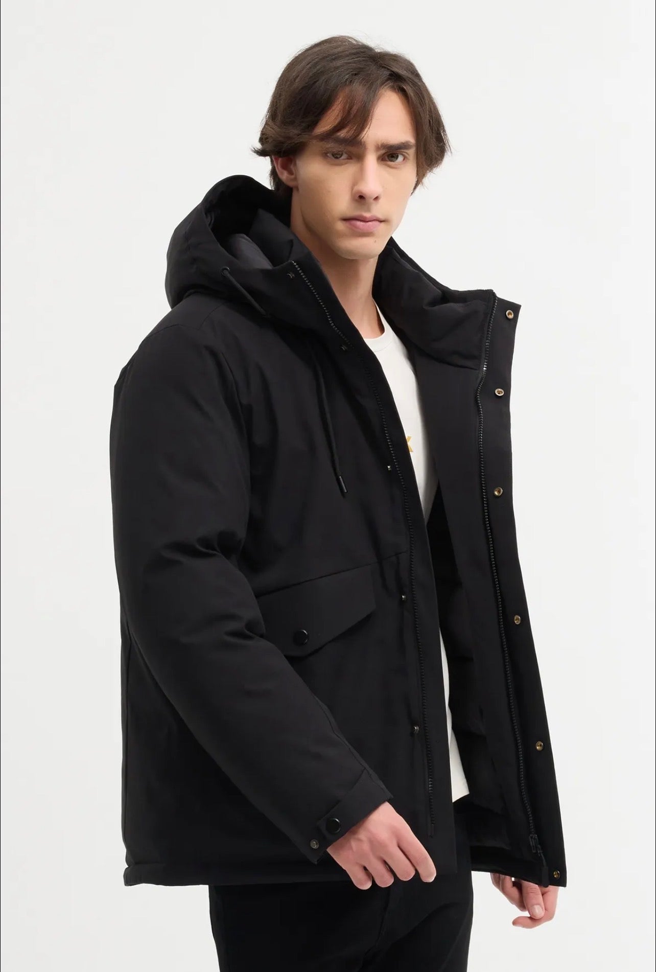 Parka Capuche Unie Noire