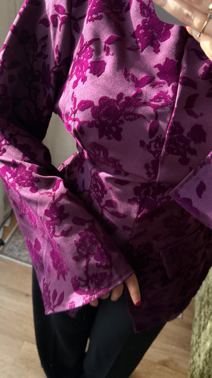 Blouse Velours Florale – Prune