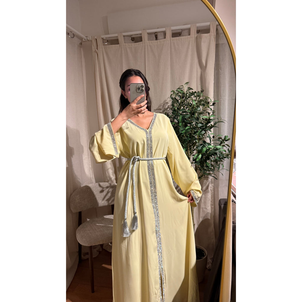 Robe Caftan Amira jaune pale