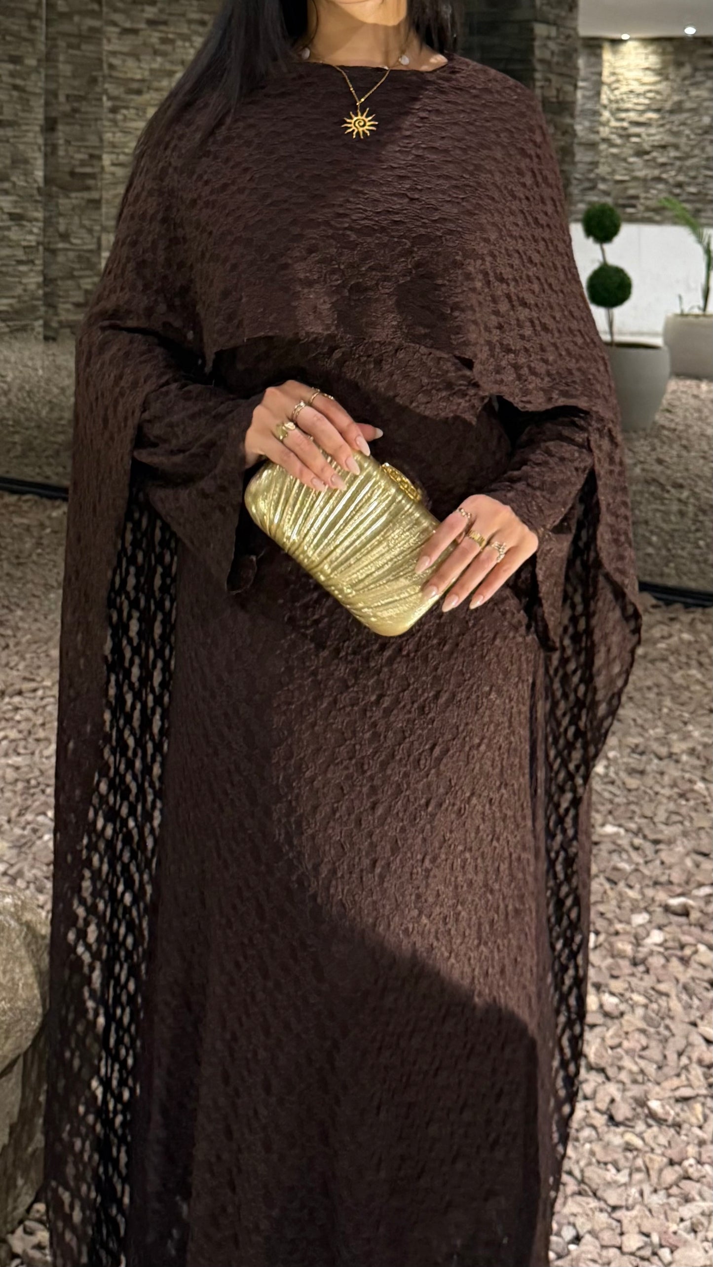 Robe Dentella avec cape /marron