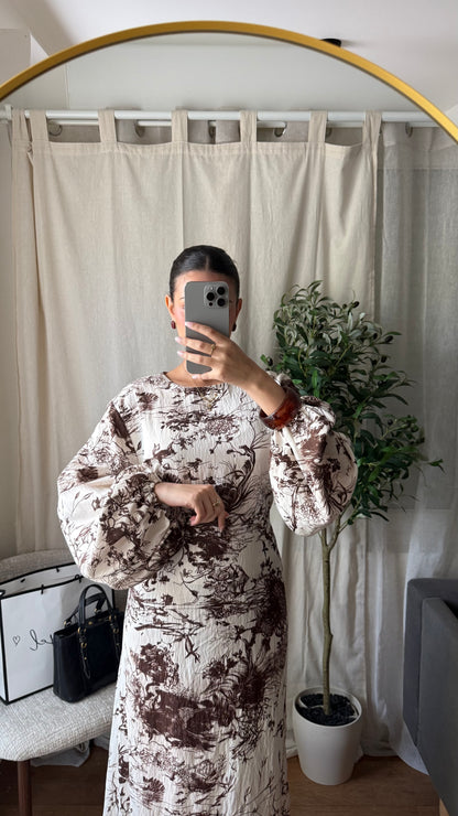 Robe longue Najwa vintage  / Beige-marron