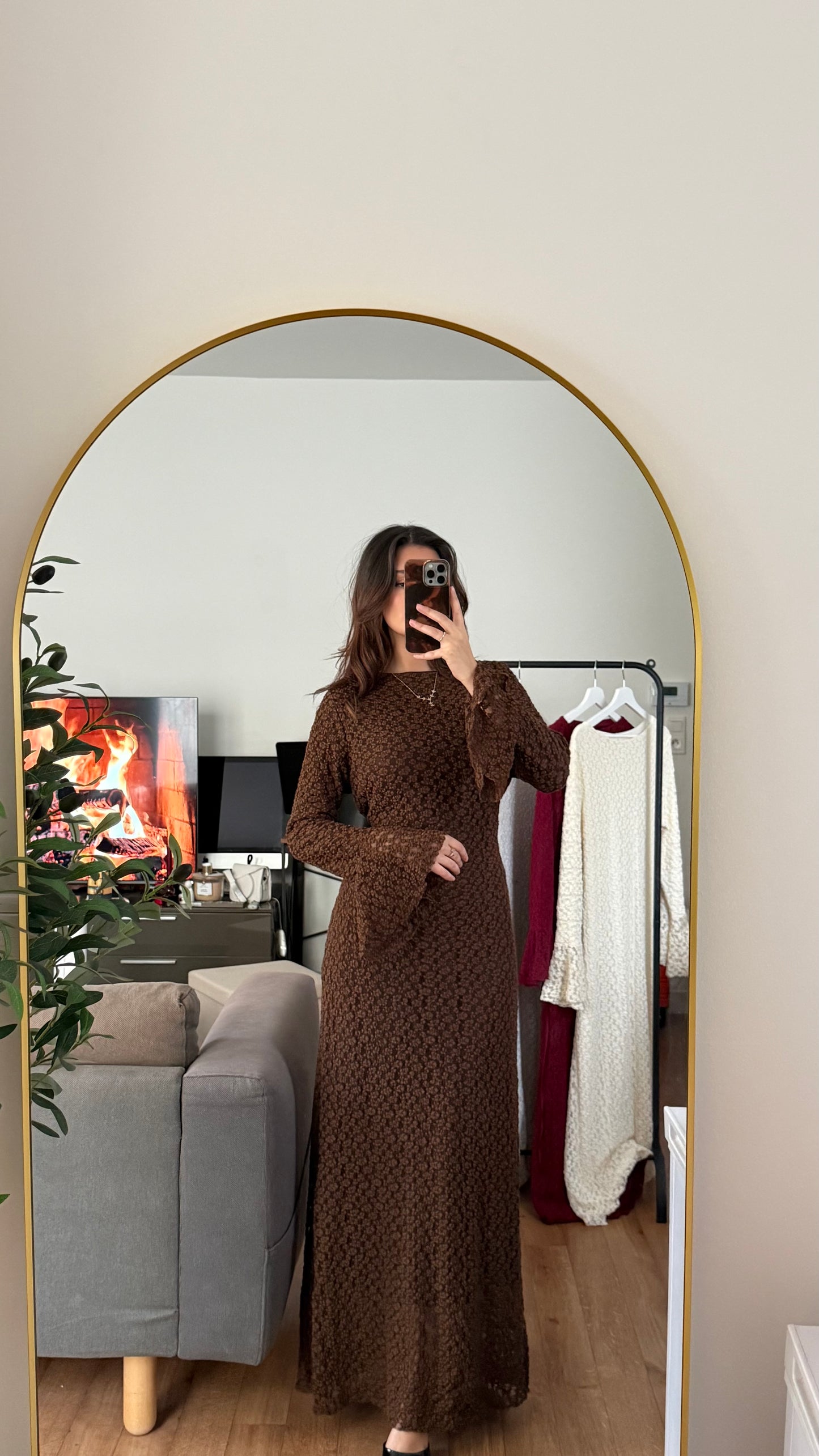 Robe Dentelle doublé marron