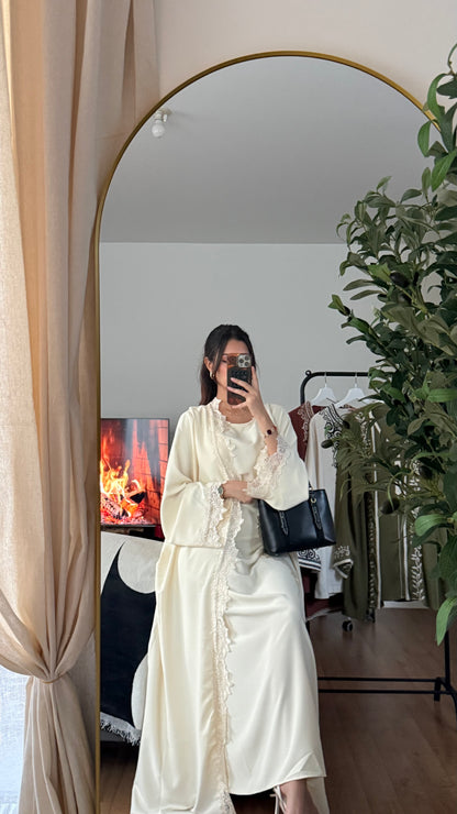 Ensemble abaya & kimono dentelle