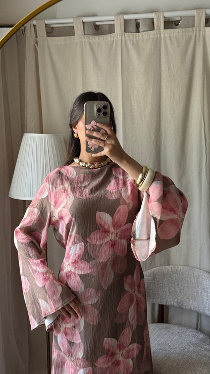 Robe longue à motifs VANILLE I Rose