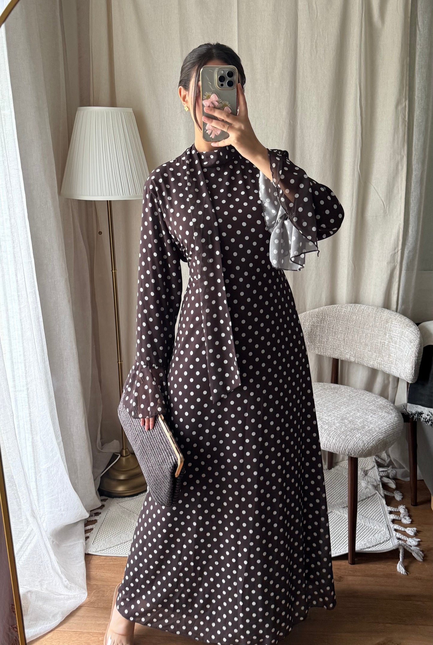 Robe à pois | MARRON