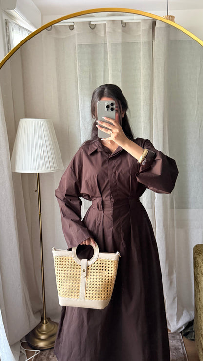 Robe chemise CLASSY 100% coton I Marron